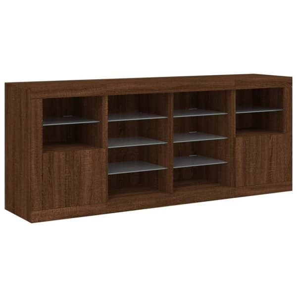 vidaXL Skjenk med LED-lys brun eik 163x37x67 cm