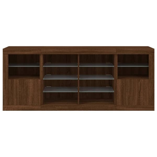 vidaXL Skjenk med LED-lys brun eik 163x37x67 cm