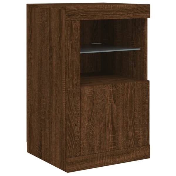 vidaXL Skjenk med LED-lys brun eik 163x37x67 cm