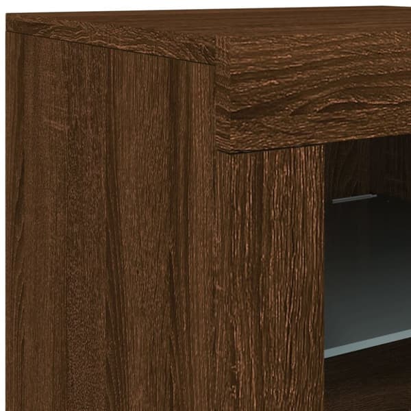 vidaXL Skjenk med LED-lys brun eik 163x37x67 cm