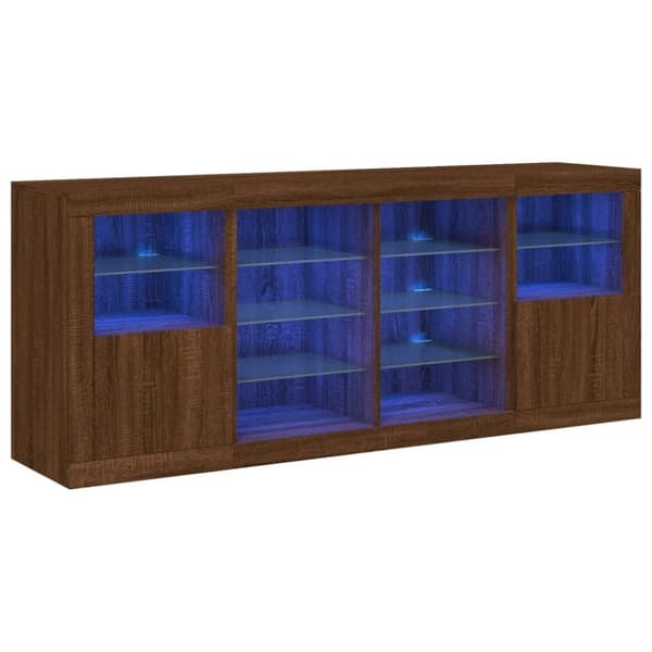 vidaXL Skjenk med LED-lys brun eik 163x37x67 cm