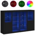 Miniatyrbilde 1 av 11: vidaXL Skjenker med LED-lys 3 stk svart konstruert tre