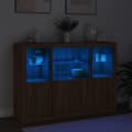 Miniatyrbild 3 av 11: vidaXL Skänkar med LED-belysning 3 st brun ek konstruerat trä