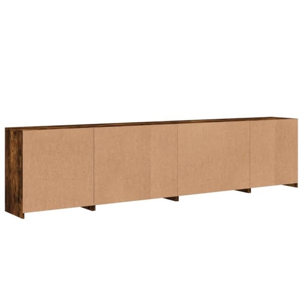 vidaXL Skänk med LED-belysning rökfärgad ek 283x37x67 cm