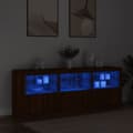 Miniatyrbilde 3 av 11: vidaXL Skjenk med LED-lys brun eik 181,5x37x67 cm