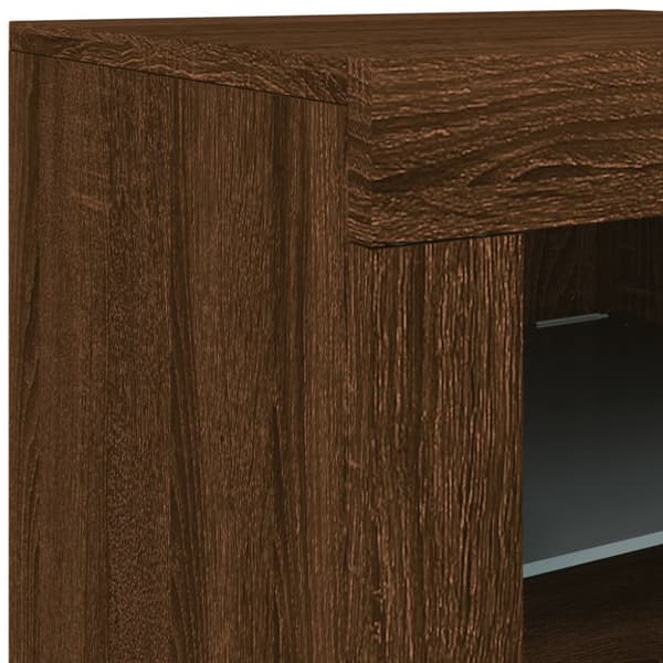 vidaXL Skjenk med LED-lys brun eik 181,5x37x67 cm