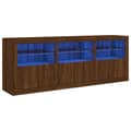 Miniatyrbilde 2 av 11: vidaXL Skjenk med LED-lys brun eik 181,5x37x67 cm