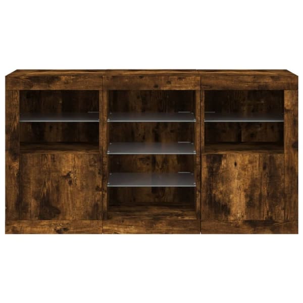 vidaXL Skjenk med LED-lys røkt eik 123x37x67 cm