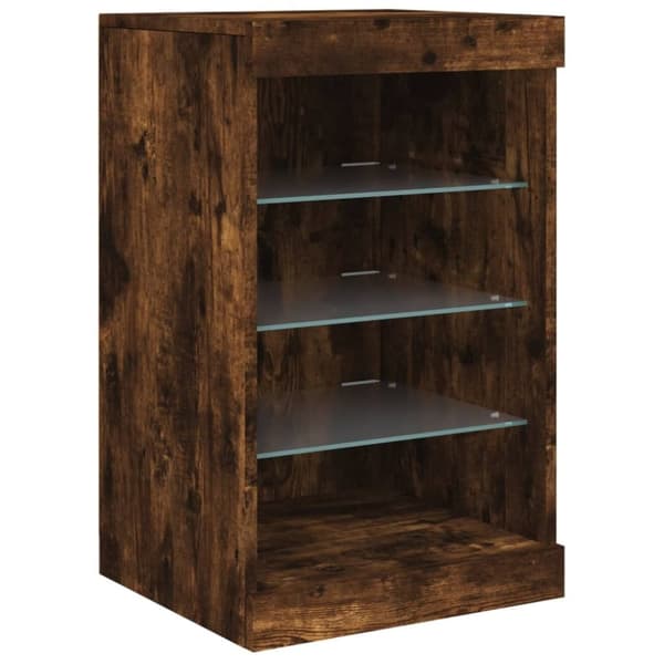 vidaXL Skjenk med LED-lys røkt eik 123x37x67 cm