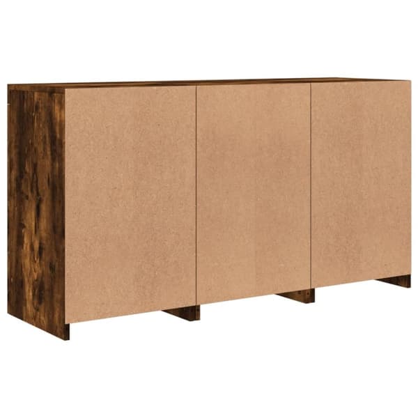 vidaXL Skänk med LED-belysning rökfärgad ek 123x37x67 cm