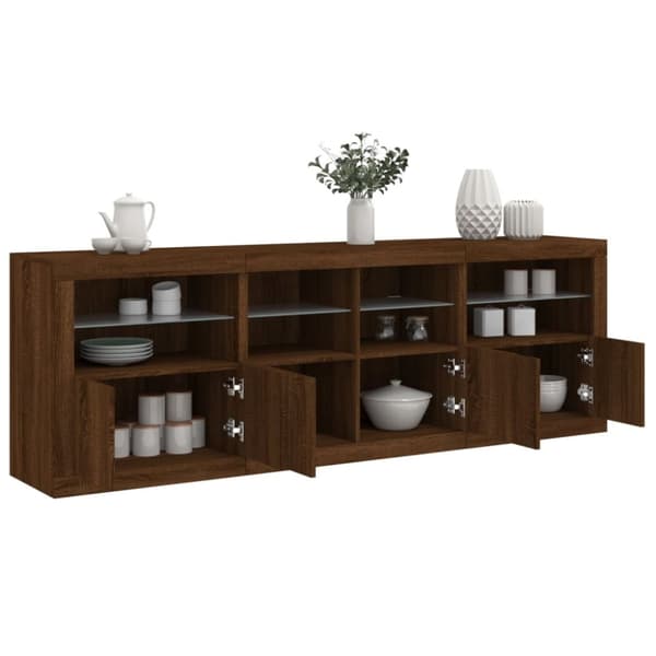 vidaXL Senkki LED-valoilla ruskea tammi 202x37x67 cm