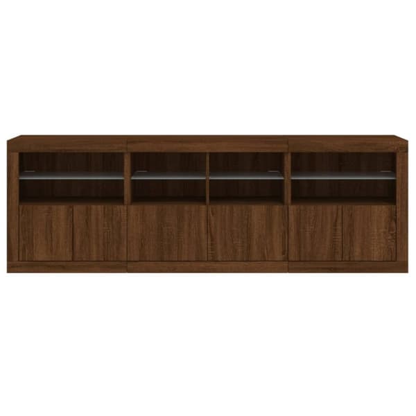 vidaXL Skänk med LED-belysning brun ek 202x37x67 cm