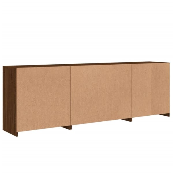 vidaXL Skänk med LED-belysning brun ek 202x37x67 cm