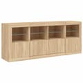 Miniatyrbilde 5 av 11: vidaXL Skjenk med LED-lys sonoma eik 163x37x67 cm