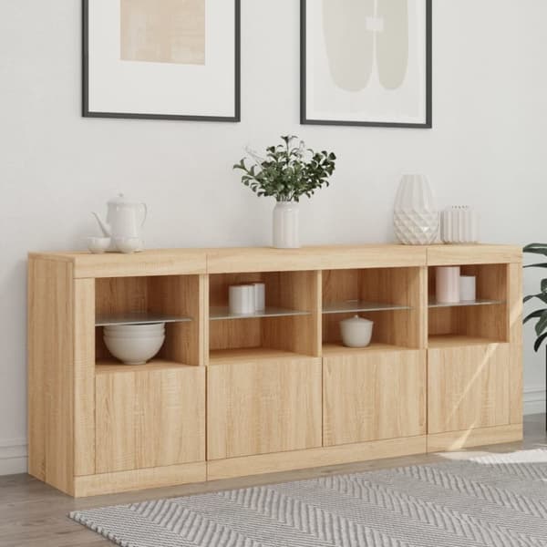 vidaXL Senkki LED-valoilla Sonoma-tammi 163x37x67 cm