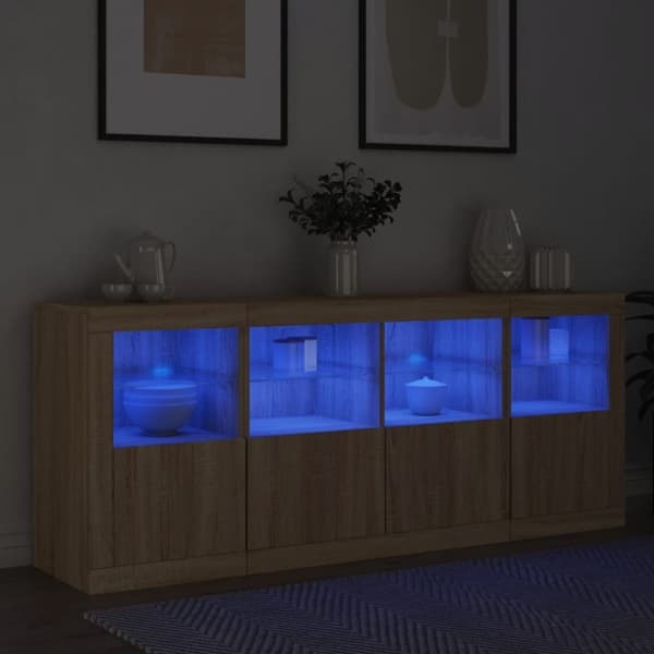 vidaXL Senkki LED-valoilla Sonoma-tammi 163x37x67 cm
