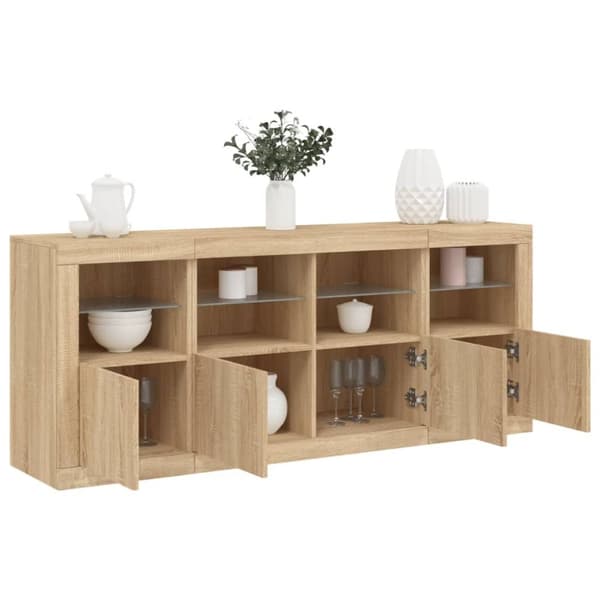 vidaXL Senkki LED-valoilla Sonoma-tammi 163x37x67 cm