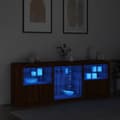 Miniatyrbilde 3 av 11: vidaXL Skjenk med LED-lys brun eik 181,5x37x67 cm