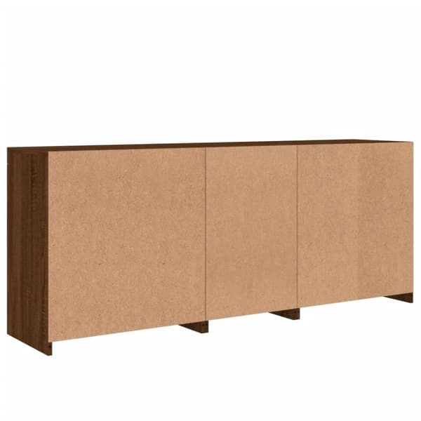vidaXL Skjenk med LED-lys brun eik 181,5x37x67 cm