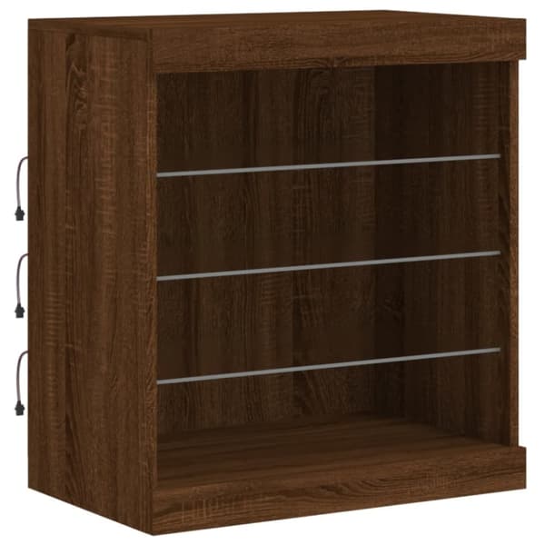 vidaXL Skjenk med LED-lys brun eik 181,5x37x67 cm