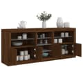 Miniatyrbilde 1 av 11: vidaXL Skjenk med LED-lys brun eik 181,5x37x67 cm