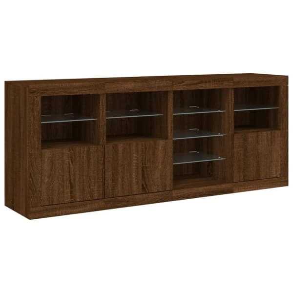 vidaXL Skänk med LED-belysning brun ek 164x37x67 cm