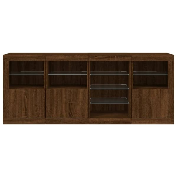 vidaXL Skänk med LED-belysning brun ek 164x37x67 cm