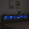 Miniatyrbild 3 av 11: vidaXL Skänk med LED-belysning svart 283x37x67 cm