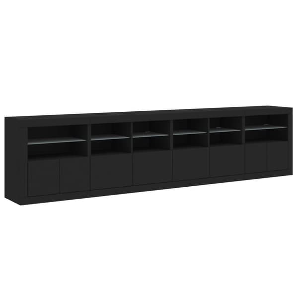 vidaXL Skänk med LED-belysning svart 283x37x67 cm