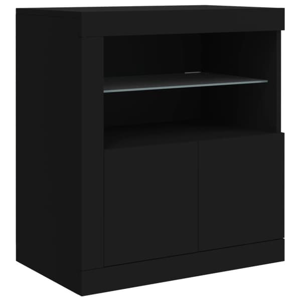 vidaXL Skänk med LED-belysning svart 283x37x67 cm