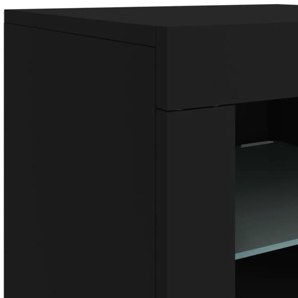 vidaXL Skänk med LED-belysning svart 283x37x67 cm