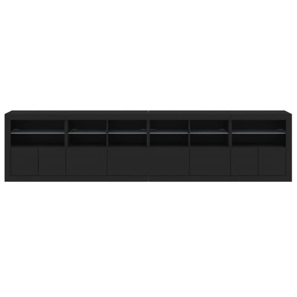 vidaXL skænk med LED-lys 283x37x67 cm sort