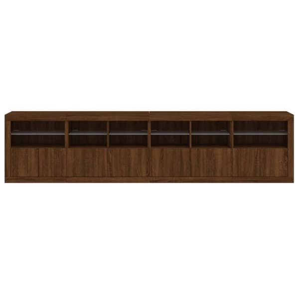 vidaXL Skänk med LED-belysning brun ek 283x37x67 cm