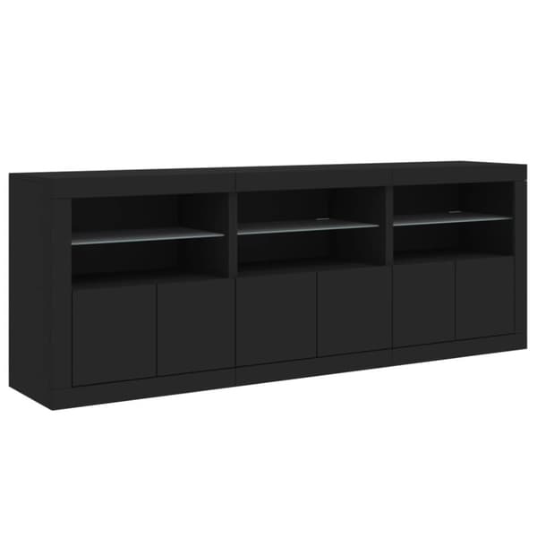 vidaXL Skänk med LED-belysning svart 181,5x37x67 cm