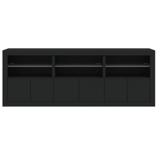 vidaXL Skänk med LED-belysning svart 181,5x37x67 cm