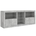 Miniatyrbilde 6 av 11: vidaXL Skjenk med LED-lys betonggrå 162x37x67 cm
