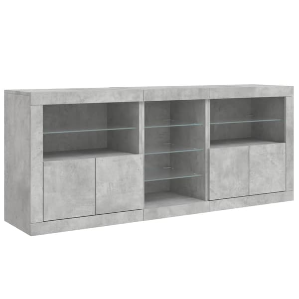 vidaXL Skjenk med LED-lys betonggrå 162x37x67 cm