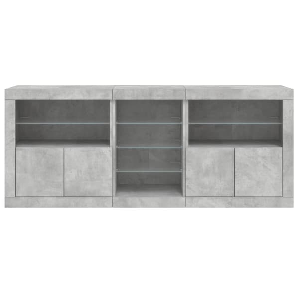 vidaXL Skjenk med LED-lys betonggrå 162x37x67 cm