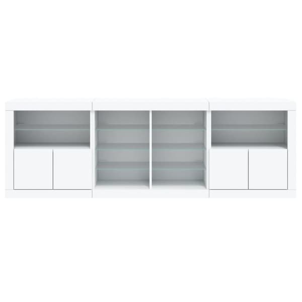 vidaXL Skjenk med LED-lys hvit 202x37x67 cm