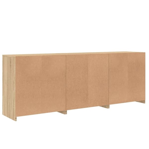 vidaXL Skjenk med LED-lys sonoma eik 181,5x37x67 cm