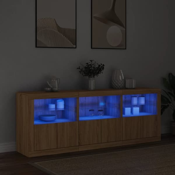 vidaXL Senkki LED-valoilla Sonoma-tammi 181,5x37x67 cm