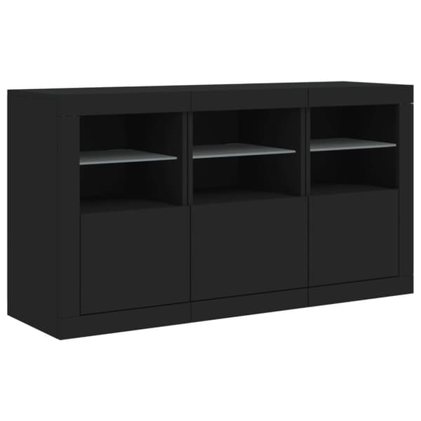 vidaXL Skänk med LED-belysning svart 123x37x67 cm