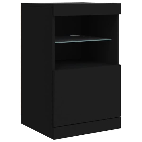 vidaXL Skänk med LED-belysning svart 123x37x67 cm