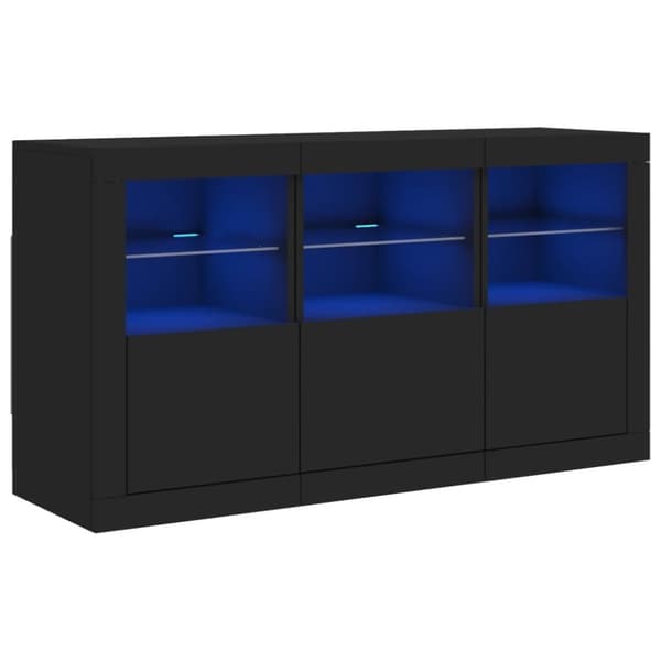 vidaXL Skänk med LED-belysning svart 123x37x67 cm