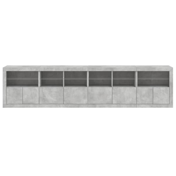vidaXL Skjenk med LED-lys betonggrå 283x37x67 cm