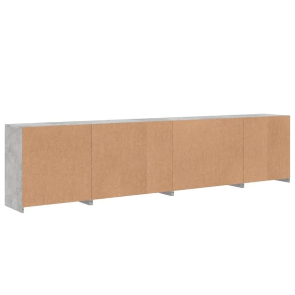 vidaXL Skjenk med LED-lys betonggrå 283x37x67 cm