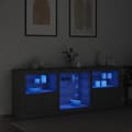 Miniatyrbild 3 av 11: vidaXL Skänk med LED-belysning svart 181,5x37x67 cm