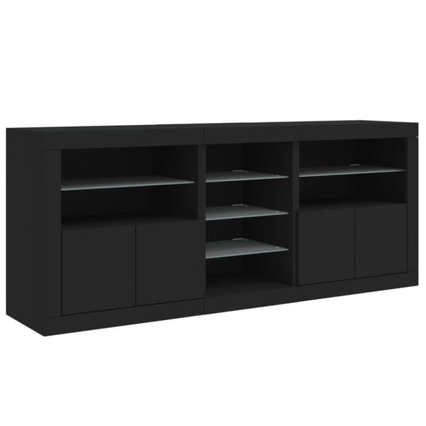 vidaXL Skänk med LED-belysning svart 181,5x37x67 cm