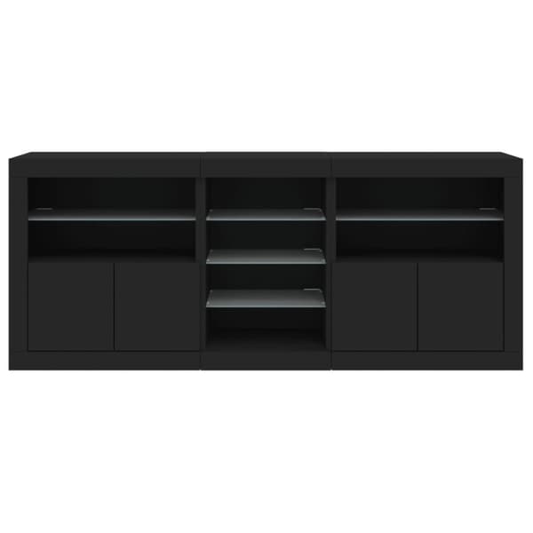 vidaXL Skänk med LED-belysning svart 181,5x37x67 cm