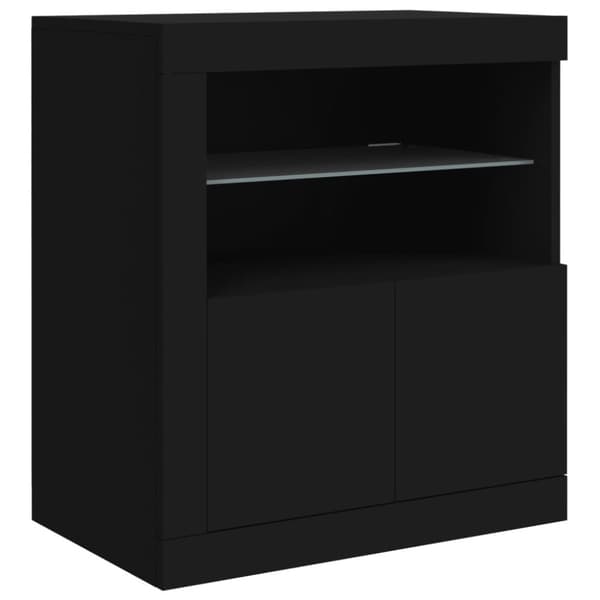 vidaXL Skänk med LED-belysning svart 181,5x37x67 cm